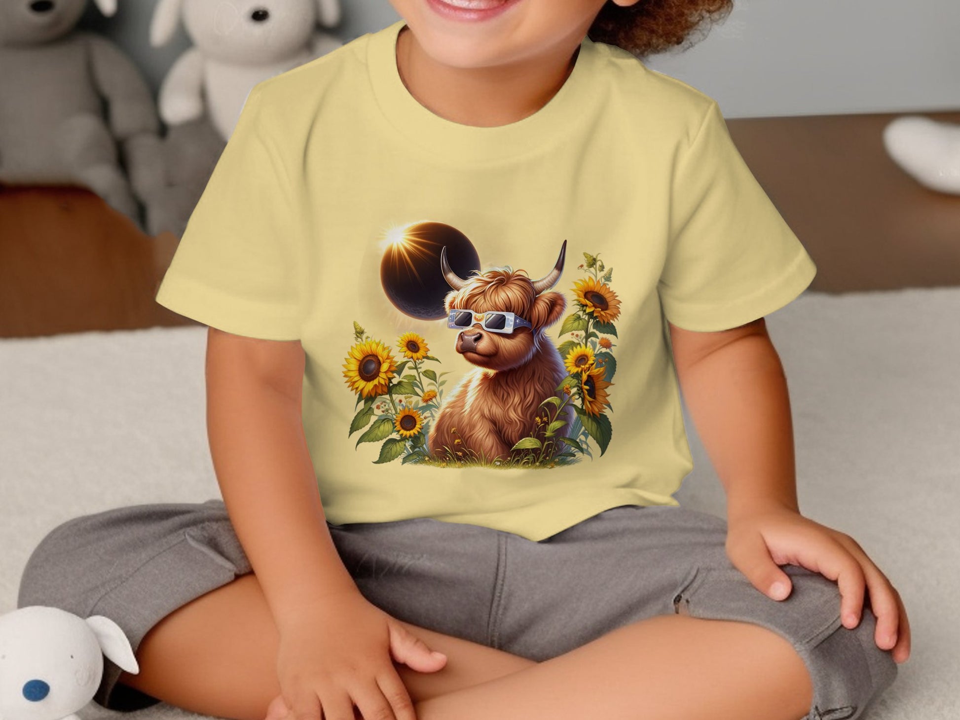 2024 Solar Eclipse Toddler Shirt, Cute Highland Cow Toddler Tee