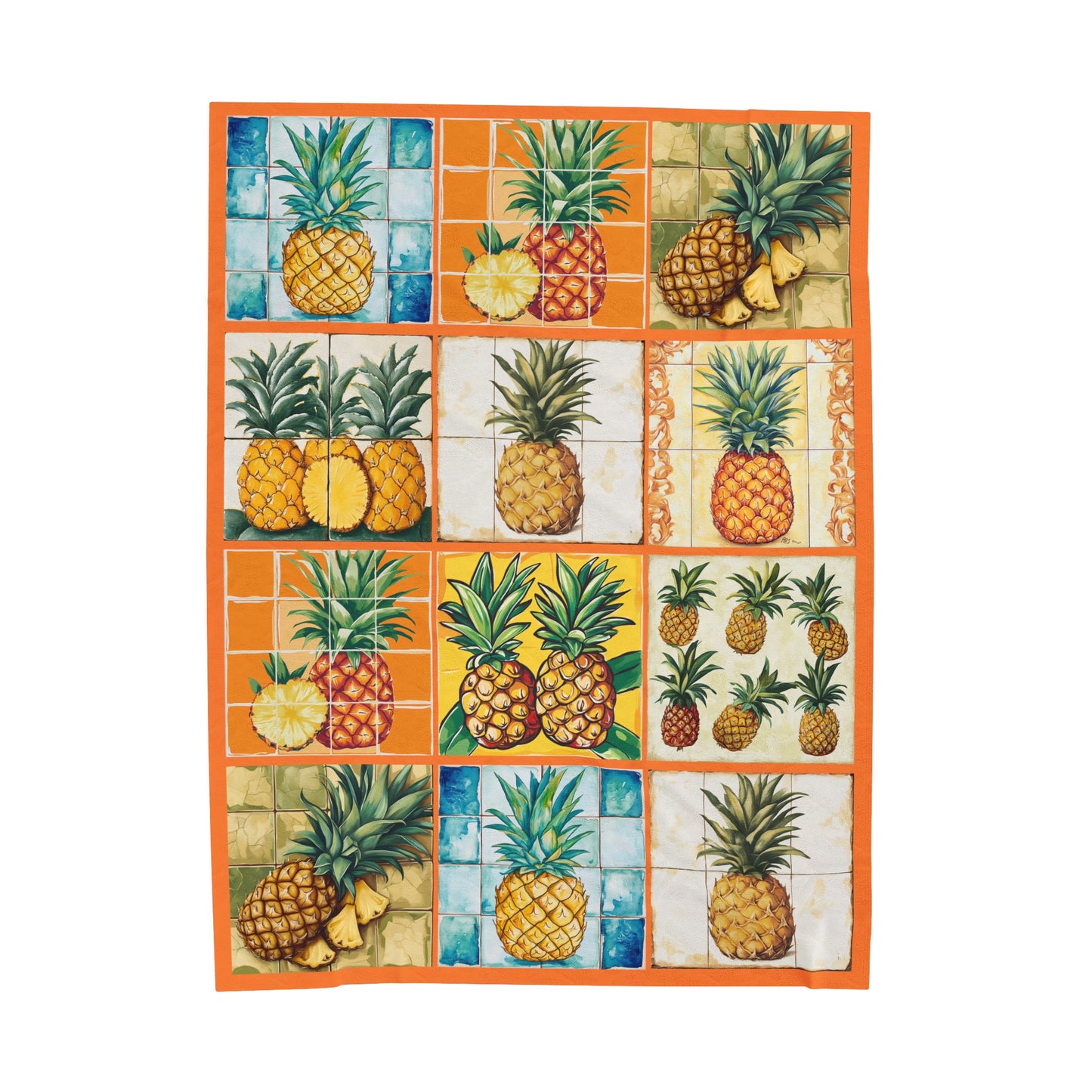 Velveteen Plush Blanket - Pineapple Themed, Cozy Throw, Fruit Decor, Tropical Home Accessories, Soft Bedding Dressing