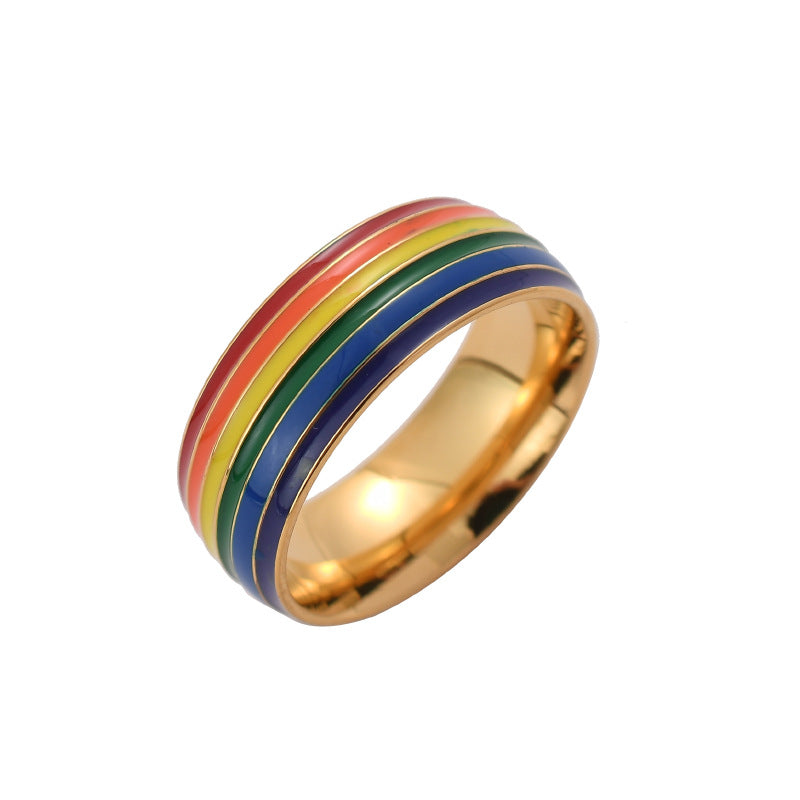 LGBQT Rainbow Ring 18K Gold Plated Pride Ring