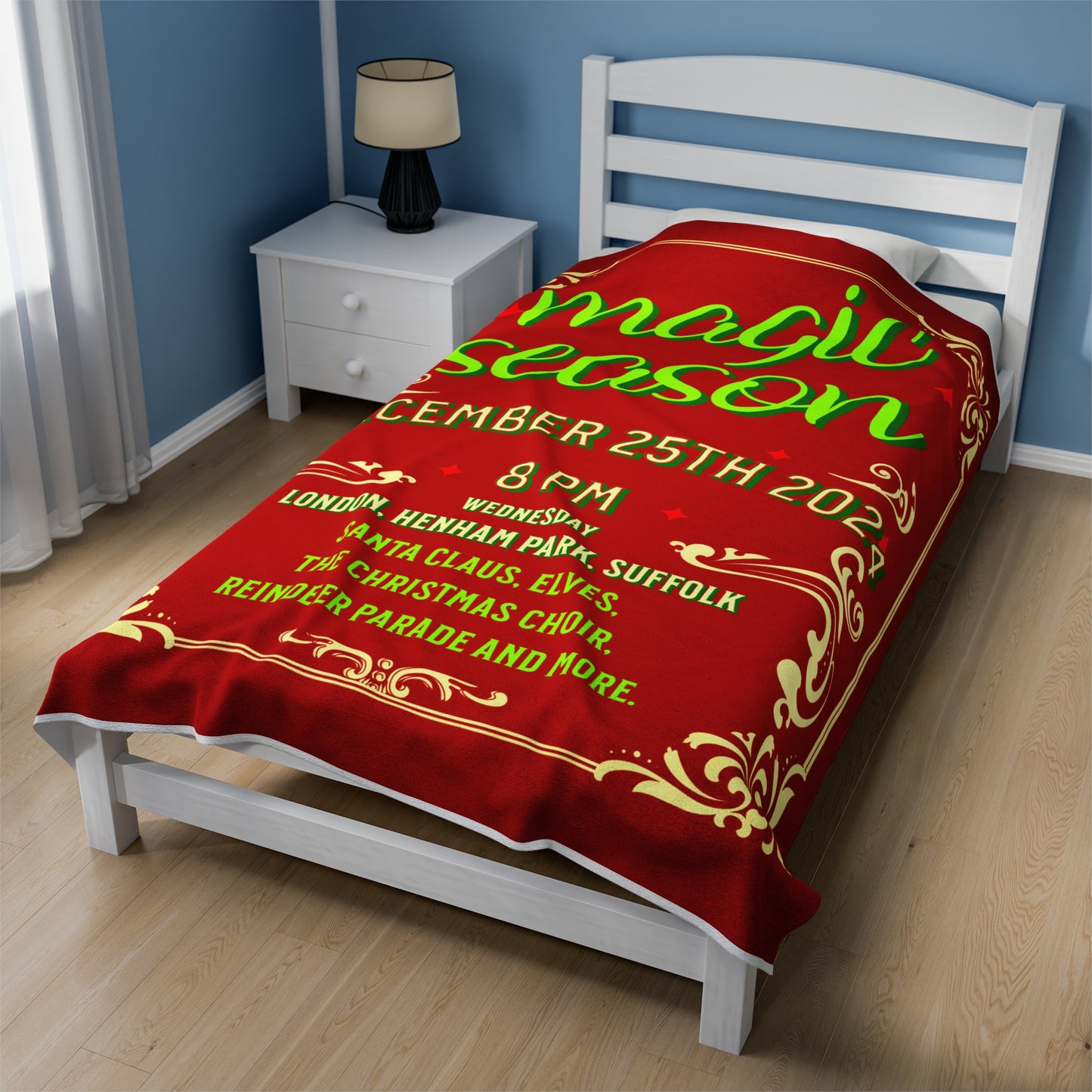 Plush Blanket, Christmas 2024 Poster Mock Design for Holiday Season, Cozy Throw, Festive Home Decor, Winter Blanket, Xmas Gift