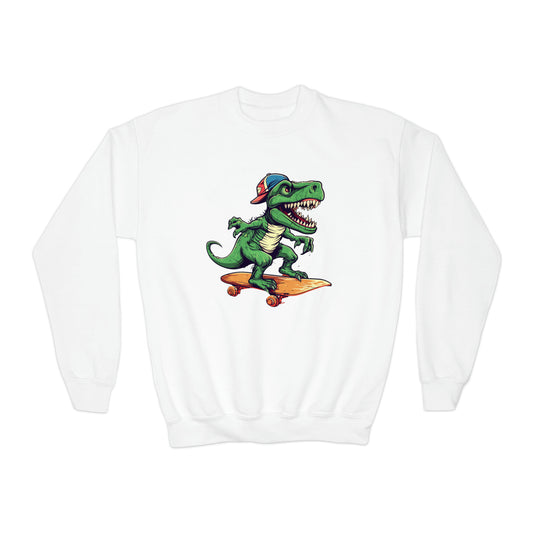 Skateboard Riders Dinosaur Lovers Dino Skate Park Youth Crewneck Sweatshirt