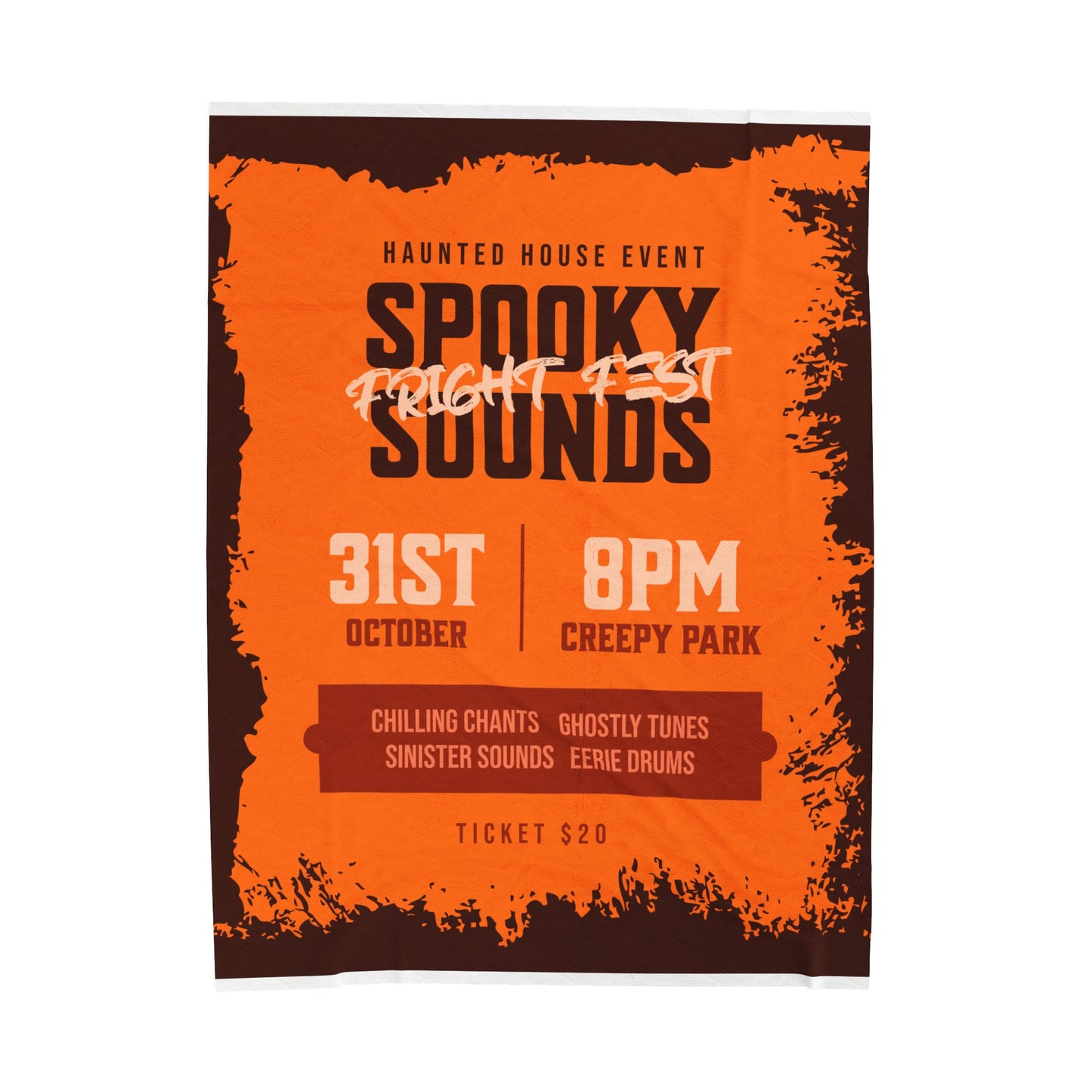 Spooky Sounds Fright Fest Blanket, Oct 31 Throw, Scary Movie Night Decor, Horror Film Lover Gift, Creepy Mock Poster Throw