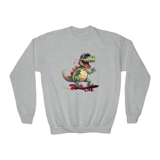 Dinosaur Sweatshirt - Dino-Skate Adventure Youth Sweatshirt