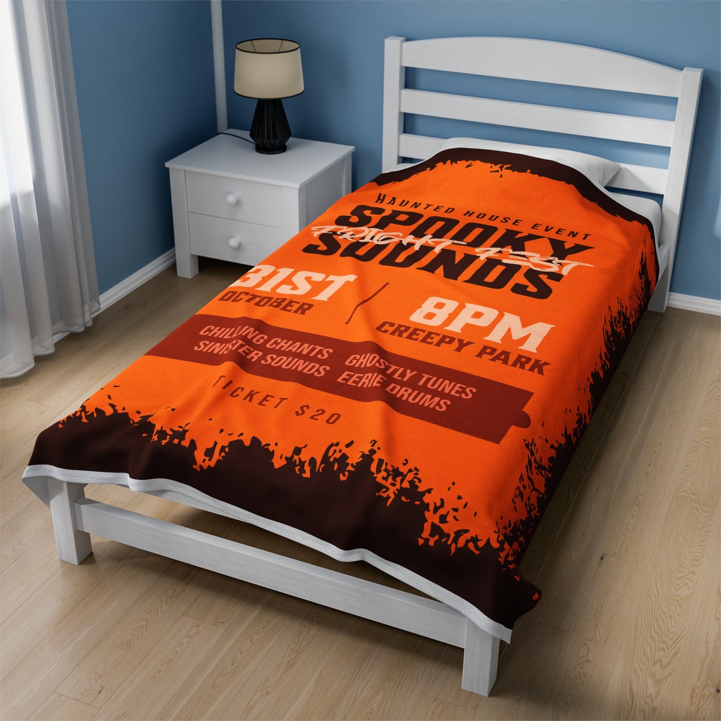 Spooky Sounds Fright Fest Blanket, Oct 31 Throw, Scary Movie Night Decor, Horror Film Lover Gift, Creepy Mock Poster Throw