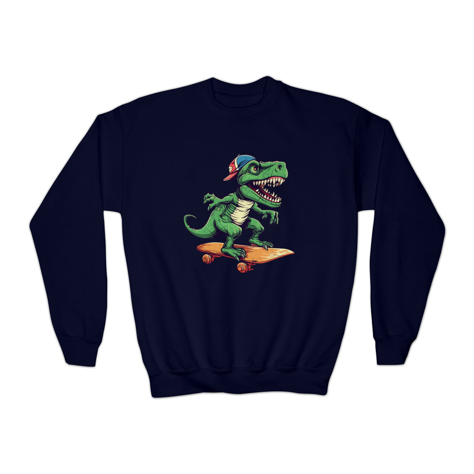 Skateboard Riders Dinosaur Lovers Dino Skate Park Youth Crewneck Sweatshirt