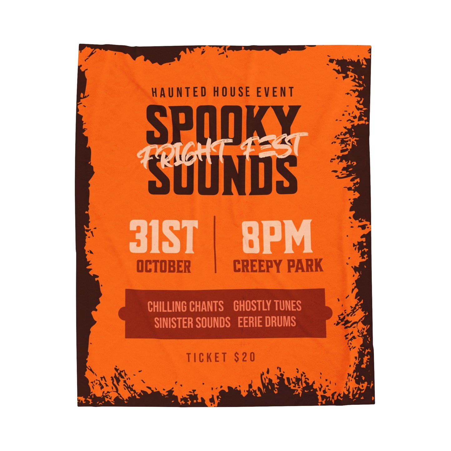 Spooky Sounds Fright Fest Blanket, Oct 31 Throw, Scary Movie Night Decor, Horror Film Lover Gift, Creepy Mock Poster Throw