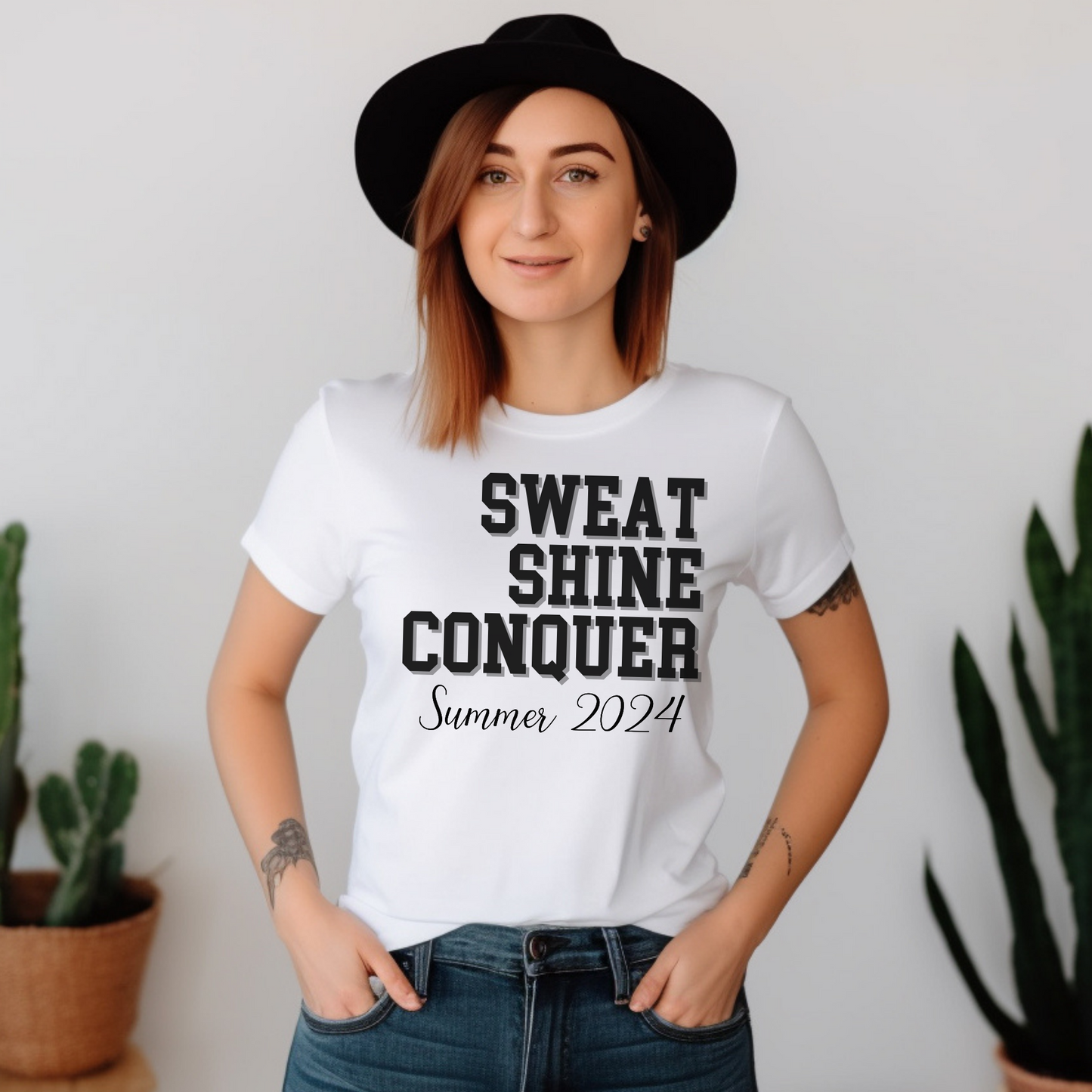 Sweat Shine Conquer - Summer 2024 Athletic Competitive Spirit Tee