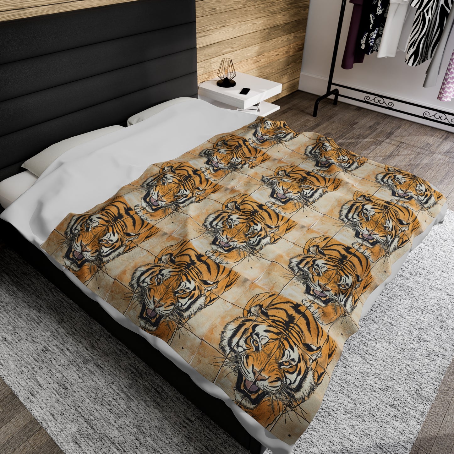 Velveteen Plush Blanket - Bengal Tiger Pattern, Animal Lover Gift, Cozy Throw Blanket, Unique Home Decor, Safari Theme Throw