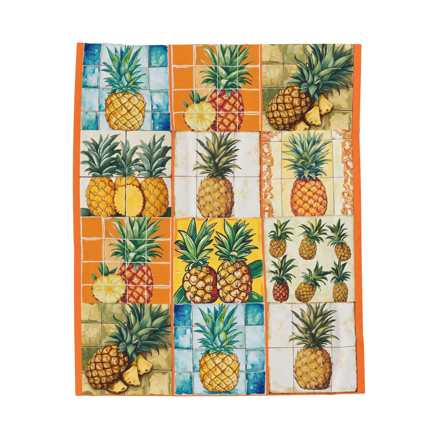 Velveteen Plush Blanket - Pineapple Themed, Cozy Throw, Fruit Decor, Tropical Home Accessories, Soft Bedding Dressing