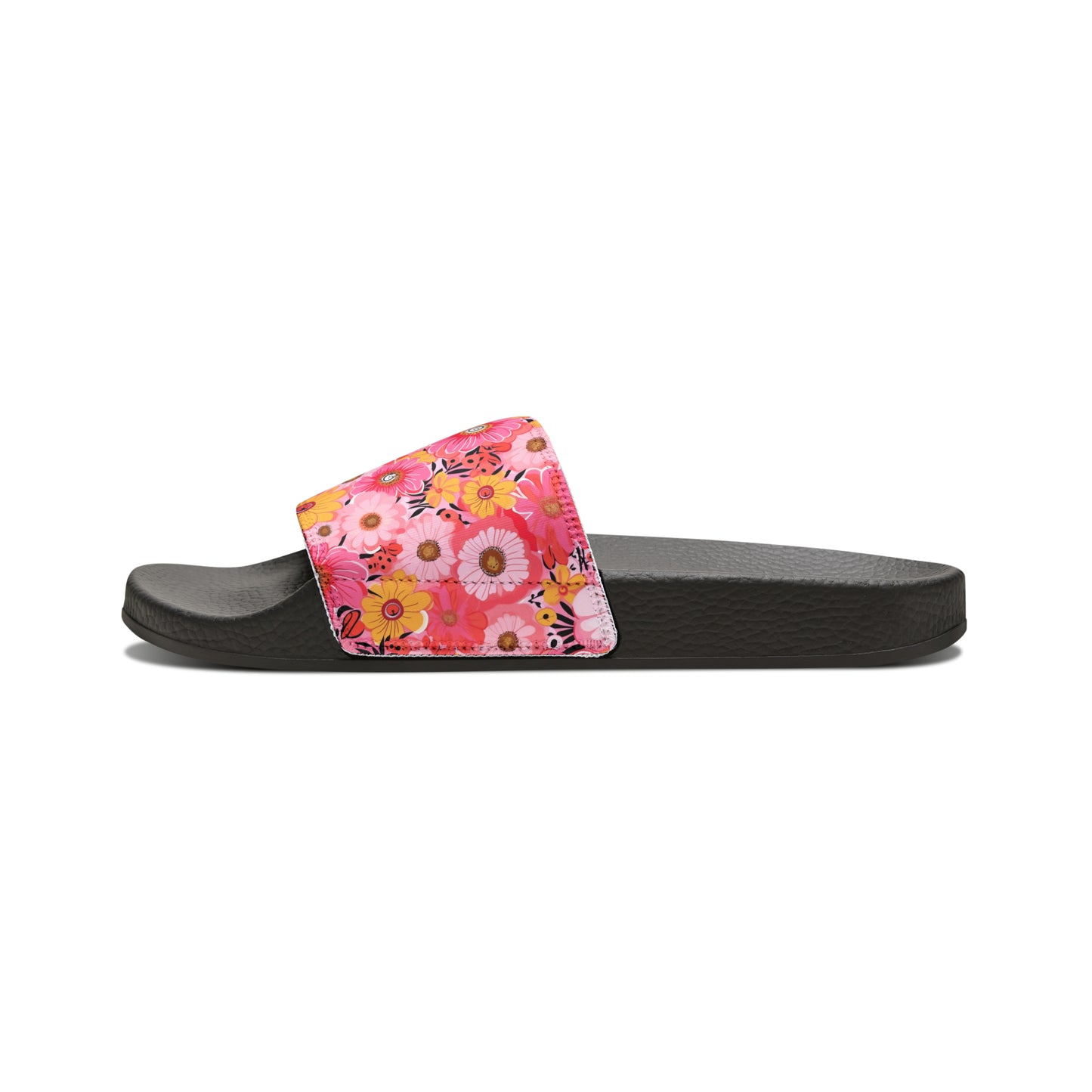 Pink Flowers and Comfort for Her,  Women's PU Slide Sandals