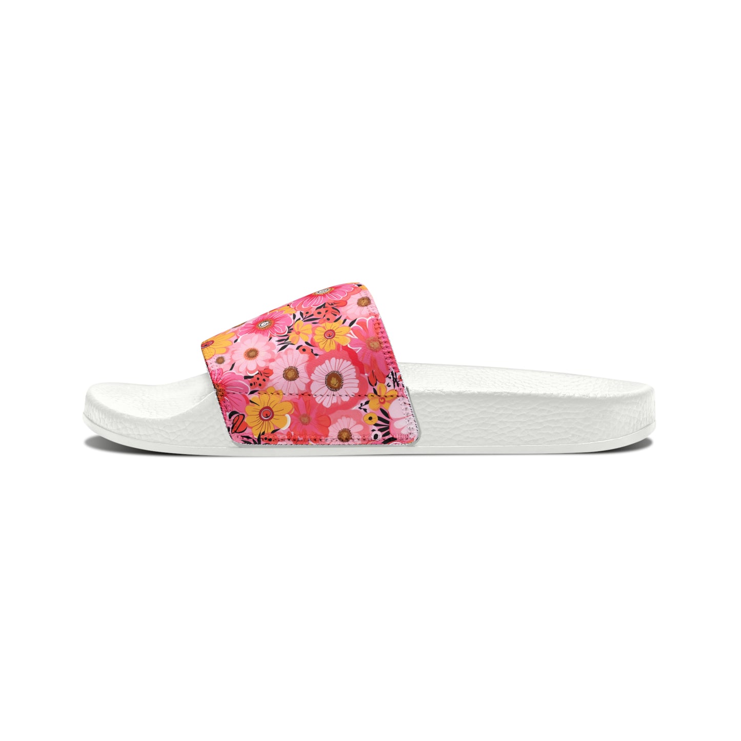 Pink Flowers and Comfort for Her,  Women's PU Slide Sandals