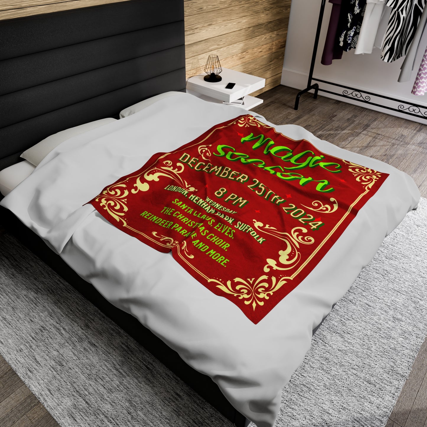 Plush Blanket, Christmas 2024 Poster Mock Design for Holiday Season, Cozy Throw, Festive Home Decor, Winter Blanket, Xmas Gift