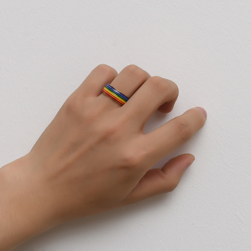 LGBQT Rainbow Ring 18K Gold Plated Pride Ring