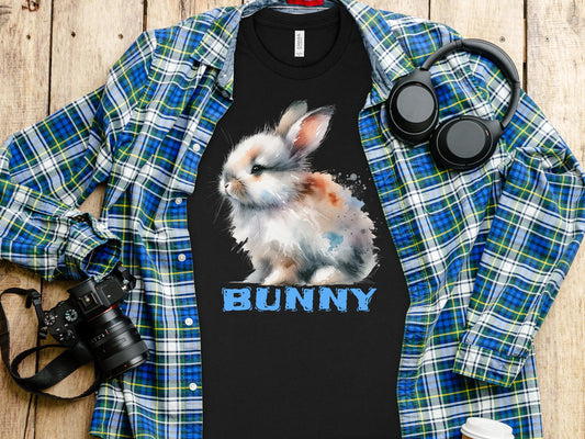 Watercolor Bunny T-Shirt, Cute Rabbit Art Tee