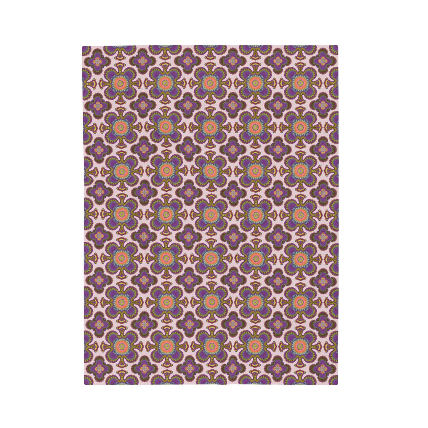 Calming Gold Purple White Soft Fleece Throw, Bedroom Decor