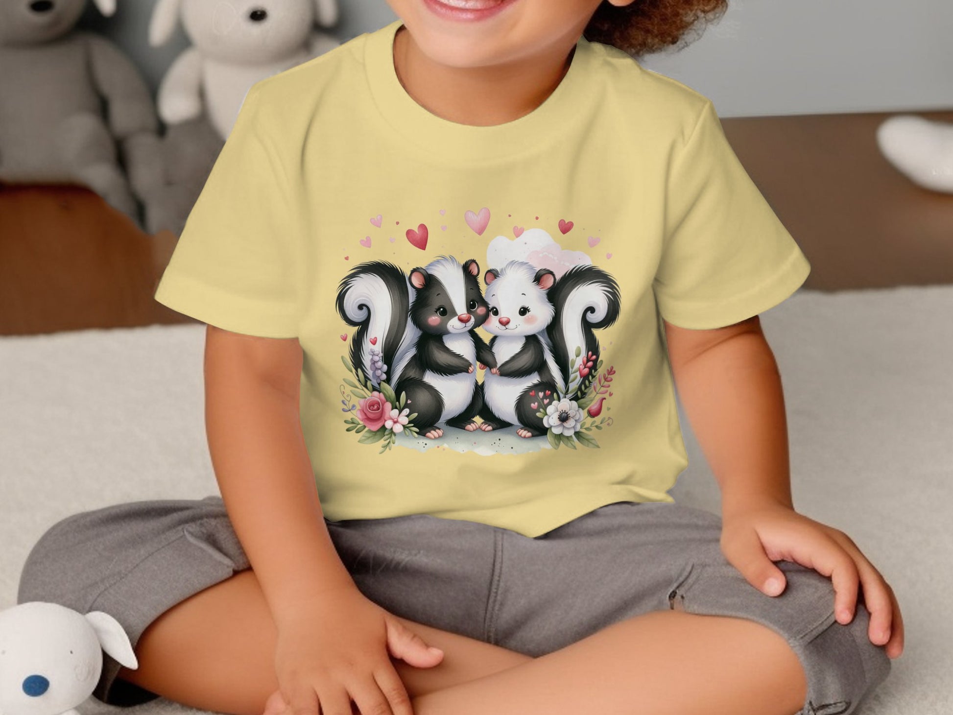 Toddler T-Shirt with Cute Skunk Couple Graphic