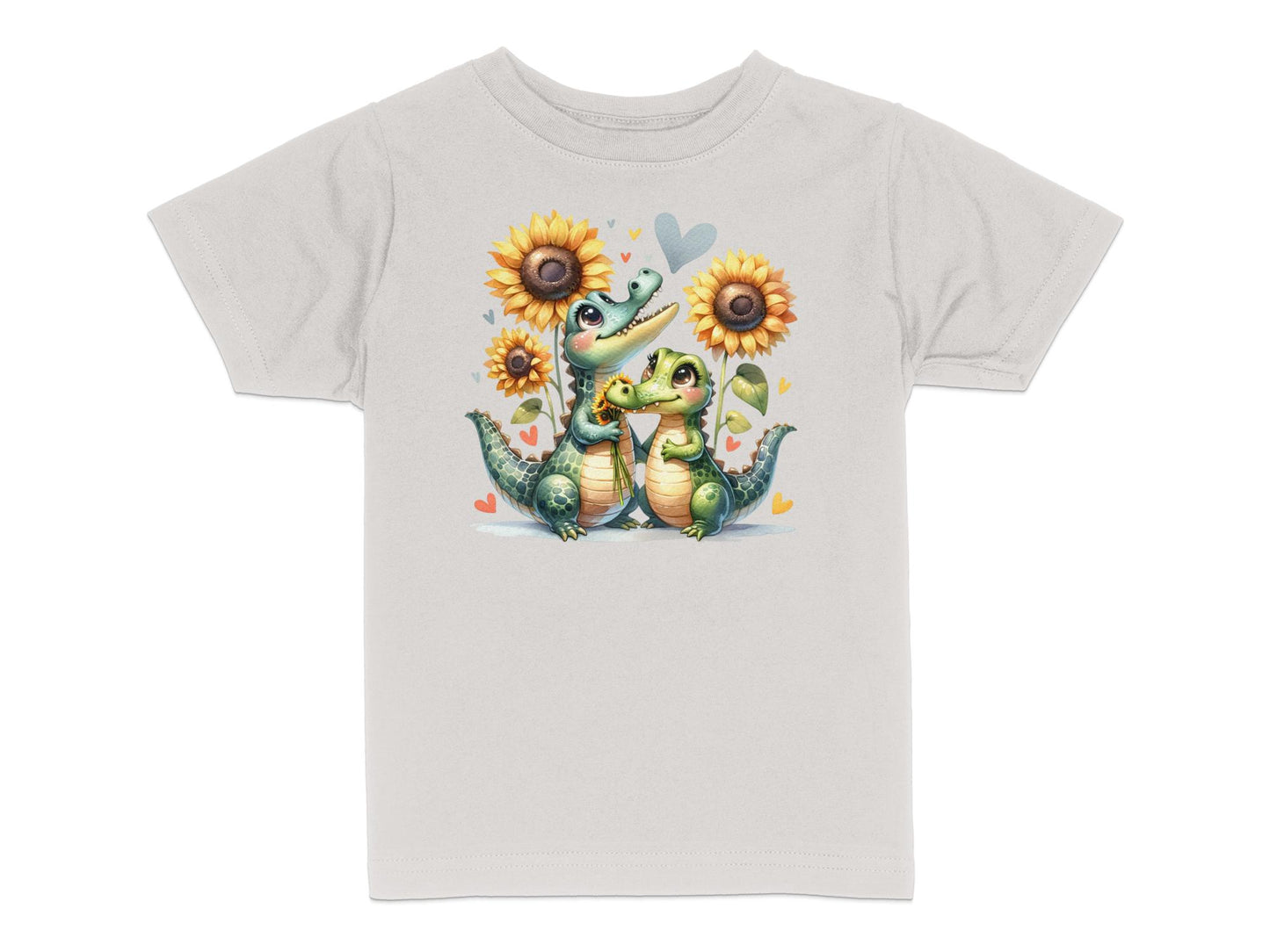 Toddler Cute Alligator Graphic Tee, Sunflower Love T-Shirt