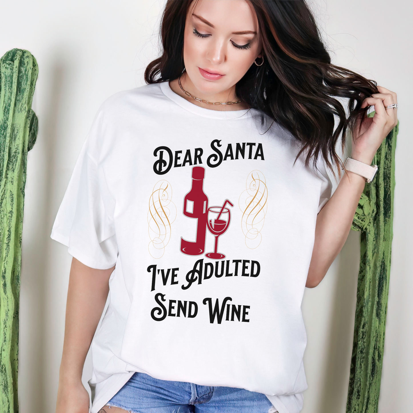 Dear Santa, I've Adulted, Send Wine - Unisex Heavy Cotton Tee