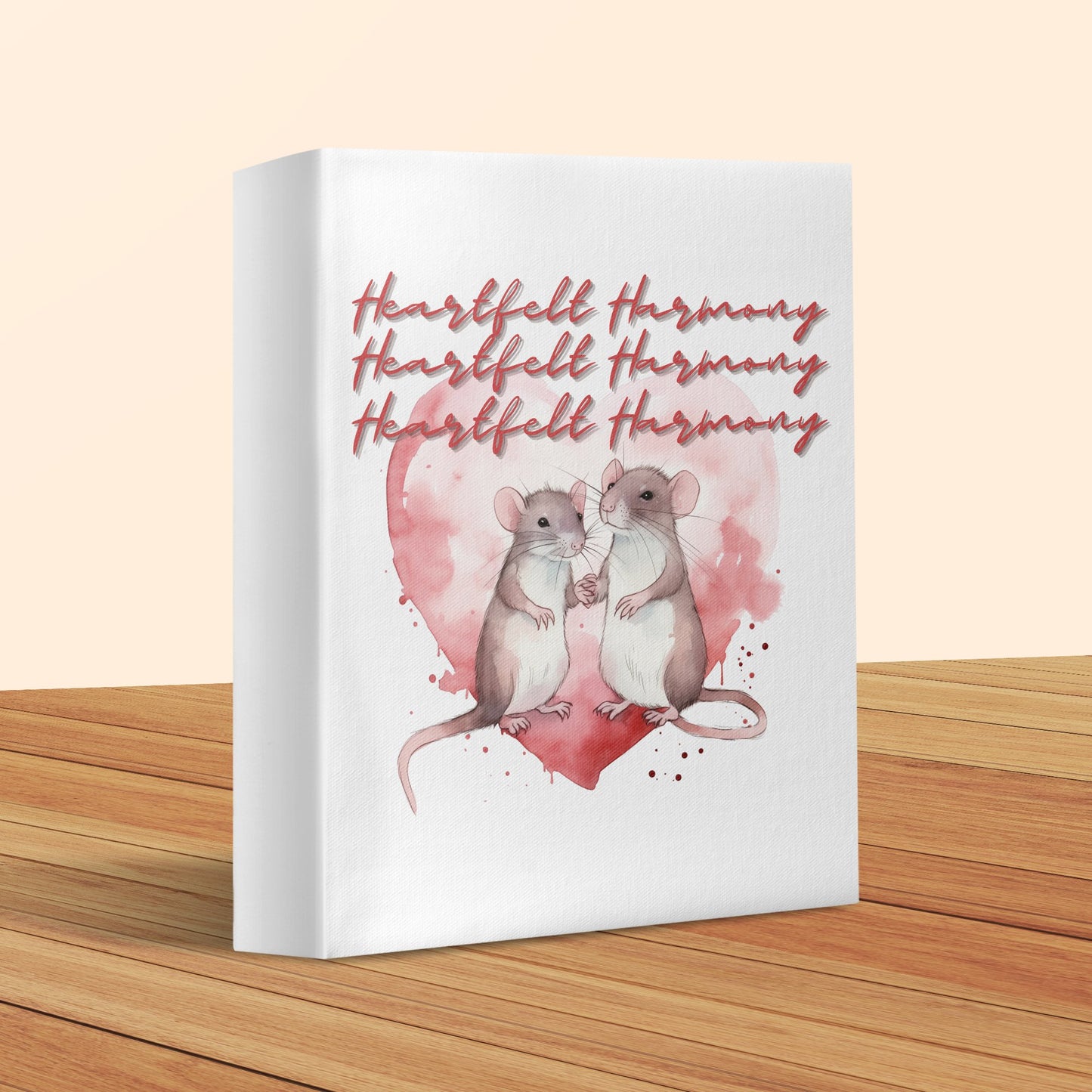 Heartfelt Harmony Mice Watercolor Painting, Cute Animal Wall Art