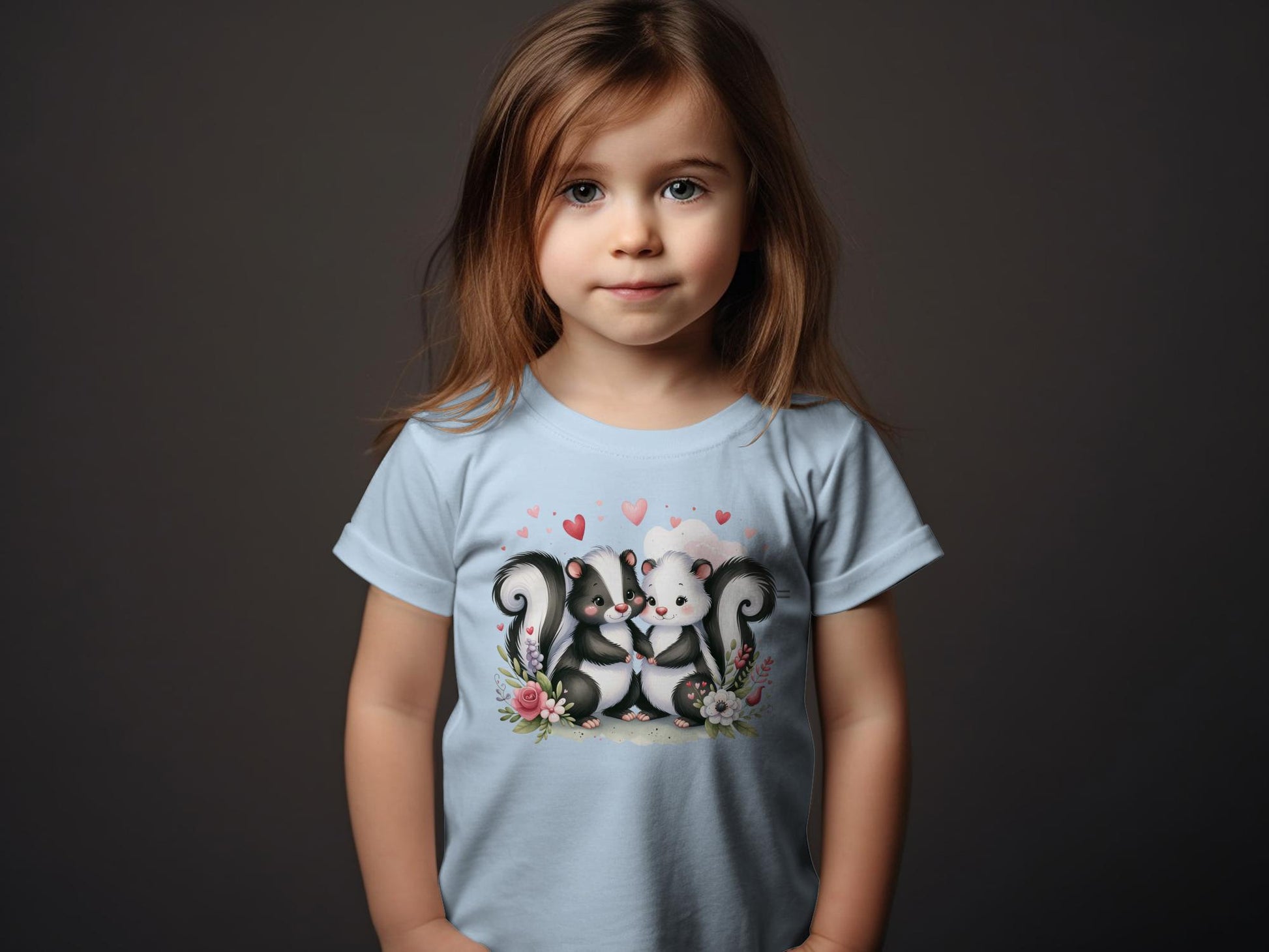 Toddler T-Shirt with Cute Skunk Couple Graphic