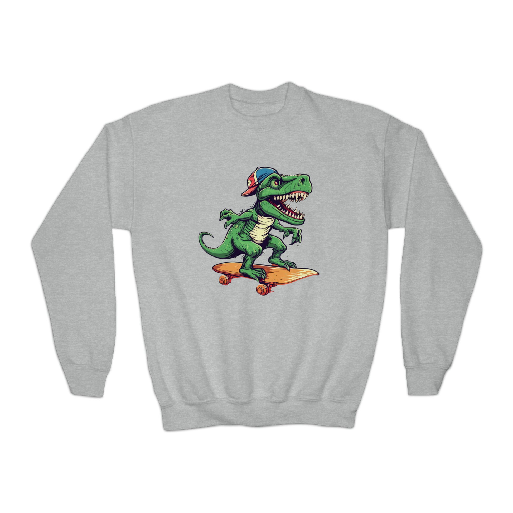 Skateboard Riders Dinosaur Lovers Dino Skate Park Youth Crewneck Sweatshirt