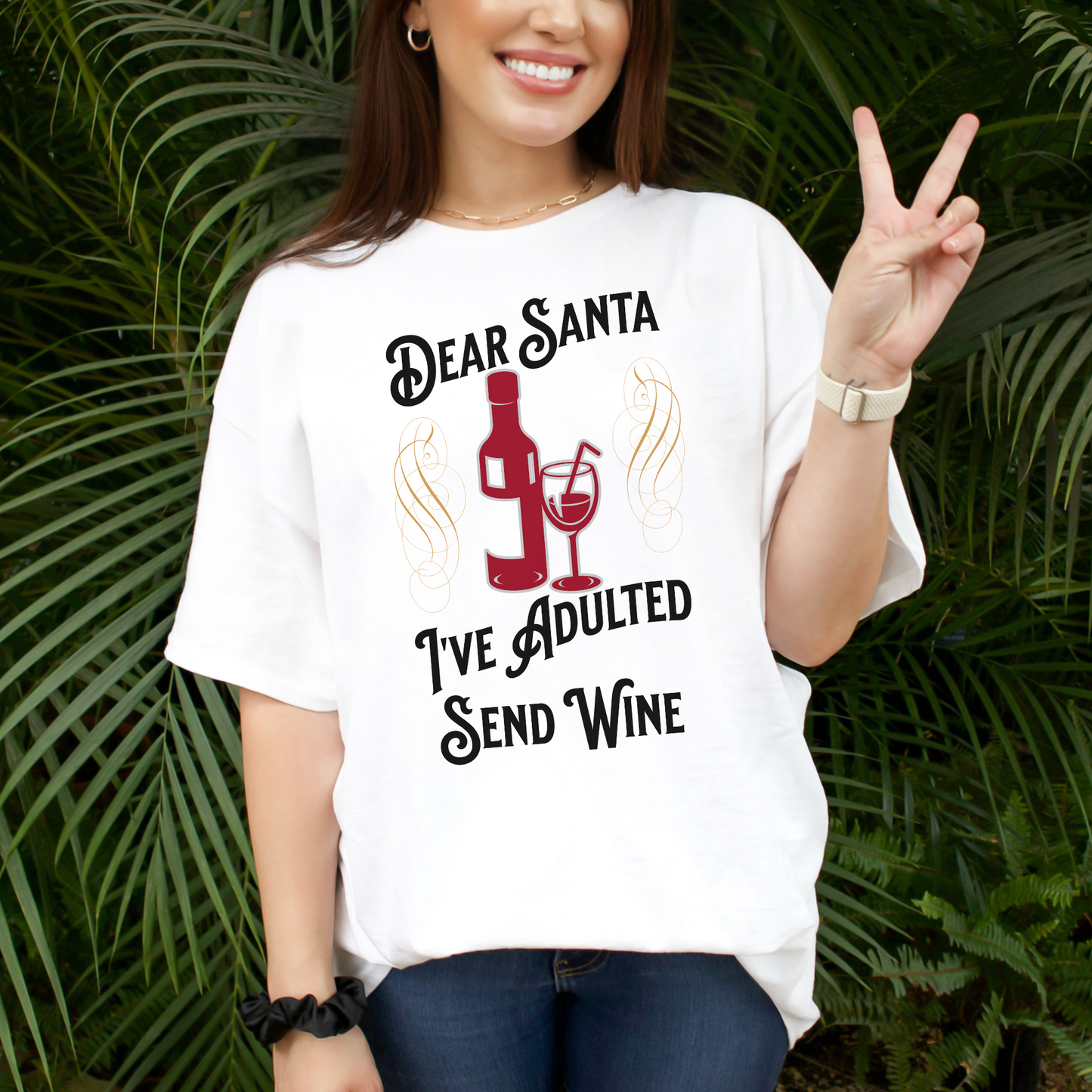 Dear Santa, I've Adulted, Send Wine - Unisex Heavy Cotton Tee