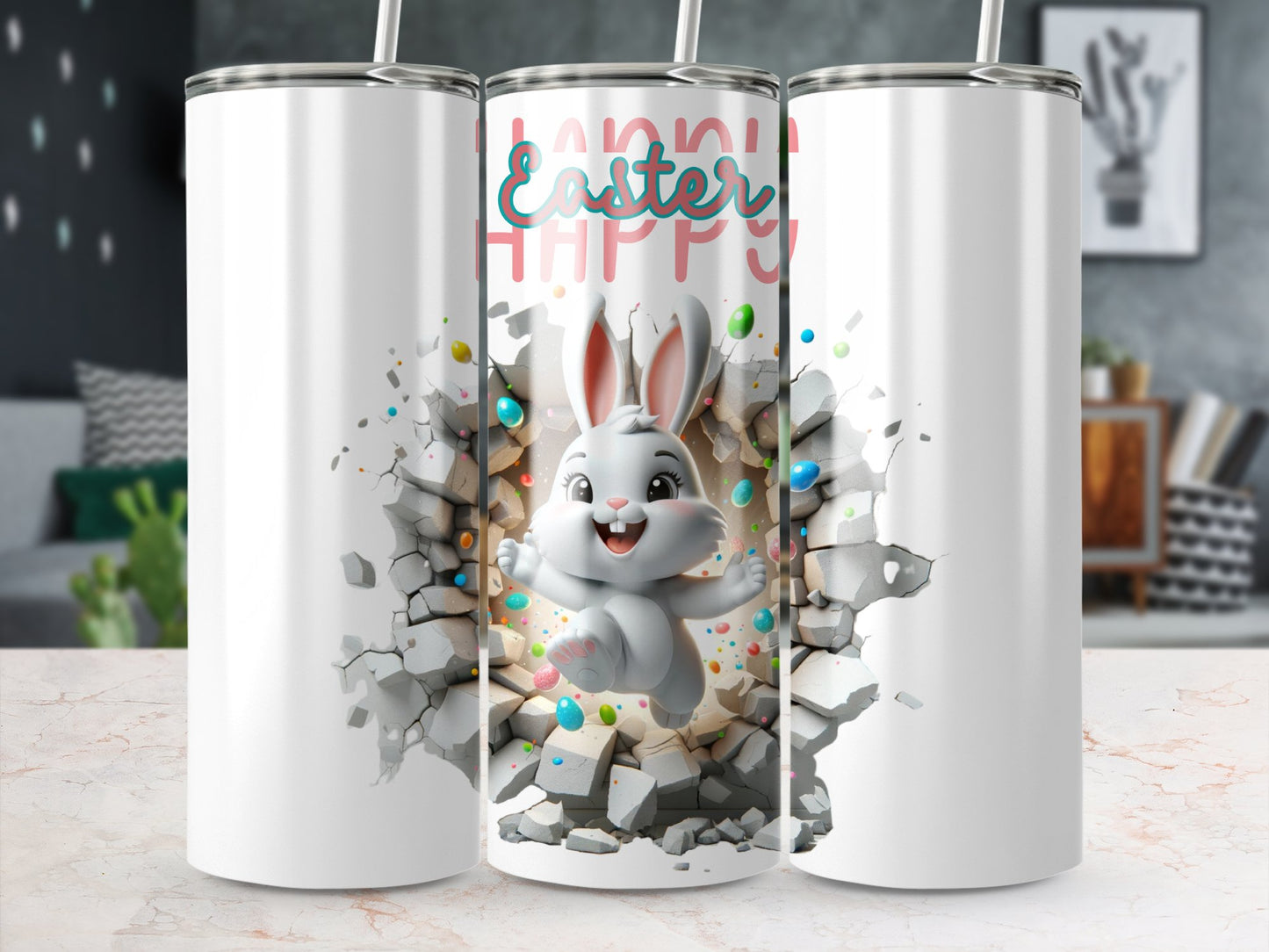 Easter Bunny Tumbler, Cute Rabbit Breakthrough Design