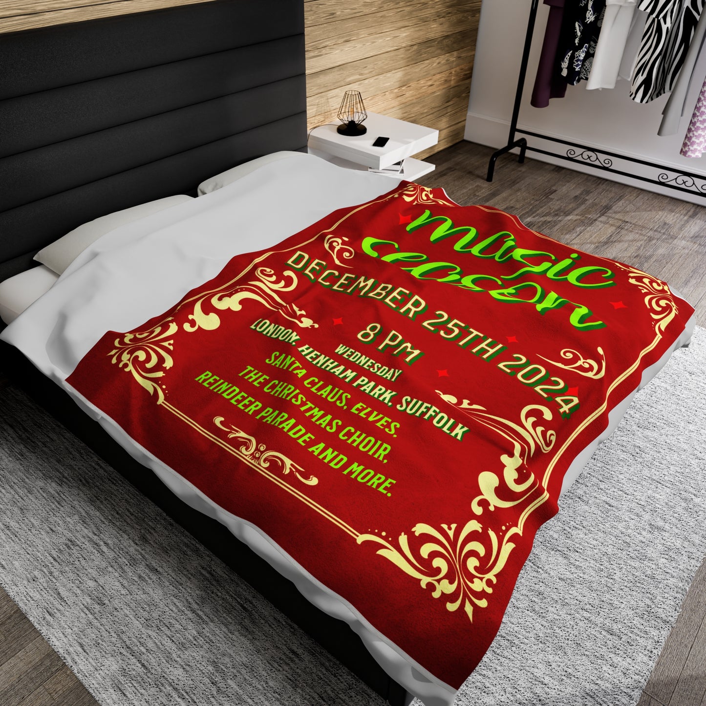 Plush Blanket, Christmas 2024 Poster Mock Design for Holiday Season, Cozy Throw, Festive Home Decor, Winter Blanket, Xmas Gift