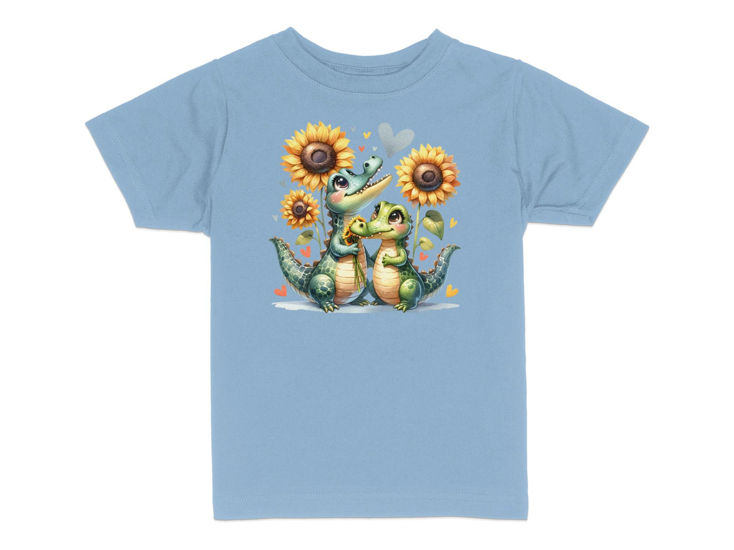 Toddler Cute Alligator Graphic Tee, Sunflower Love T-Shirt