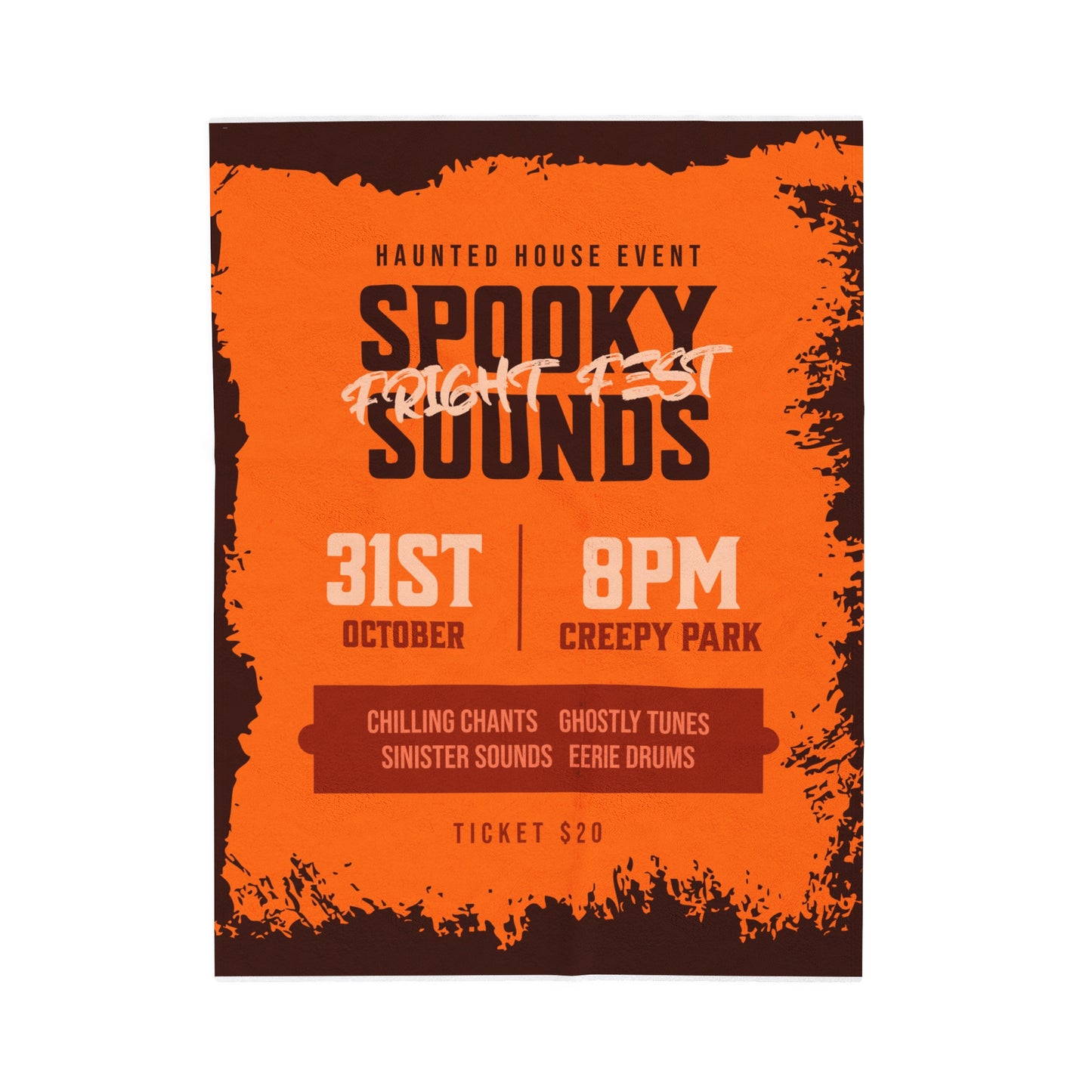 Spooky Sounds Fright Fest Blanket, Oct 31 Throw, Scary Movie Night Decor, Horror Film Lover Gift, Creepy Mock Poster Throw