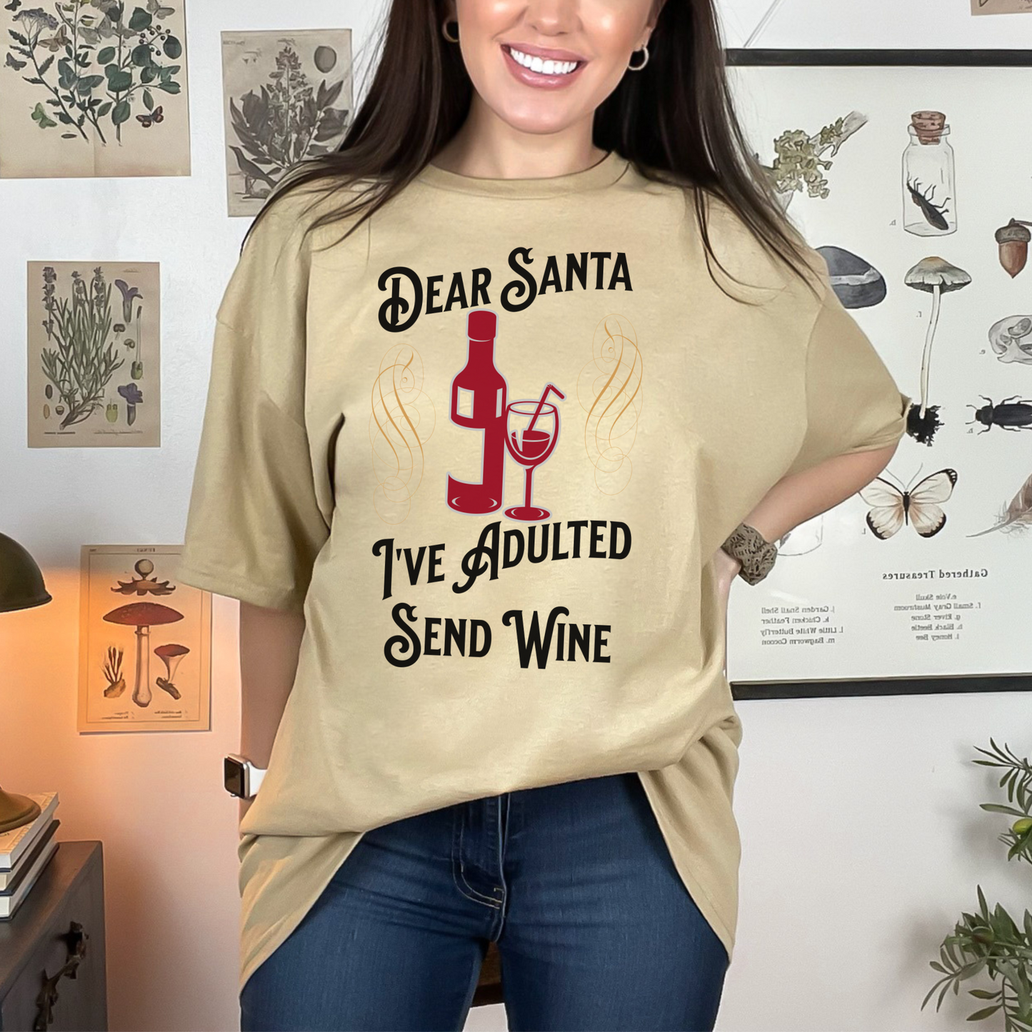 Dear Santa, I've Adulted, Send Wine - Unisex Heavy Cotton Tee