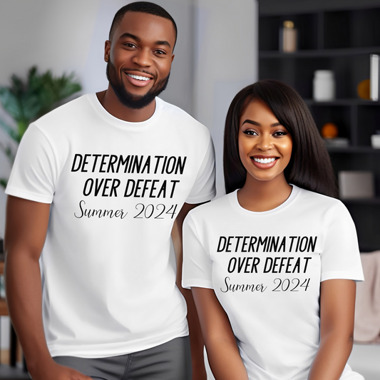 Determination Over Defeat Summer 2024 Athletic Competitive Spirit Tee