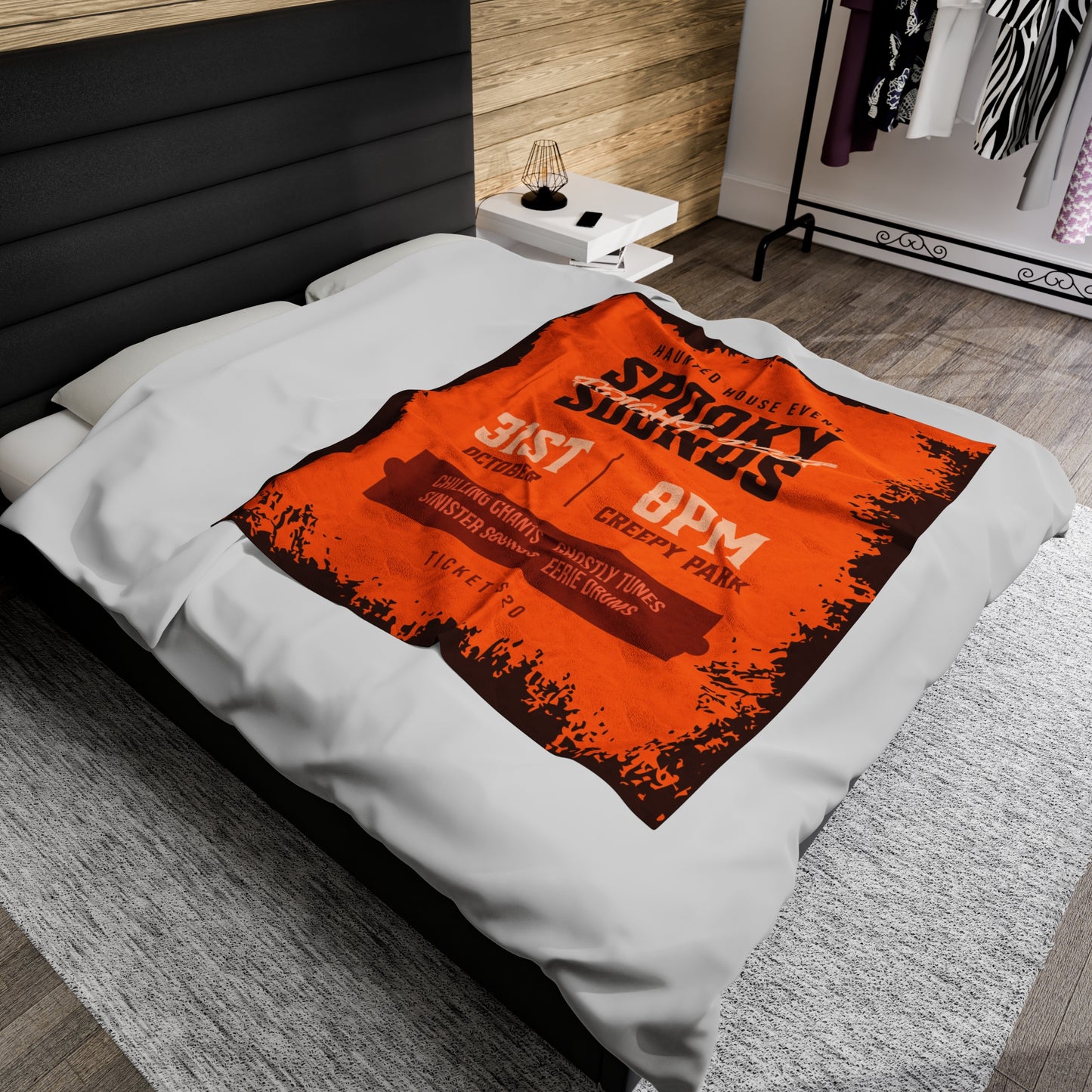 Spooky Sounds Fright Fest Blanket, Oct 31 Throw, Scary Movie Night Decor, Horror Film Lover Gift, Creepy Mock Poster Throw