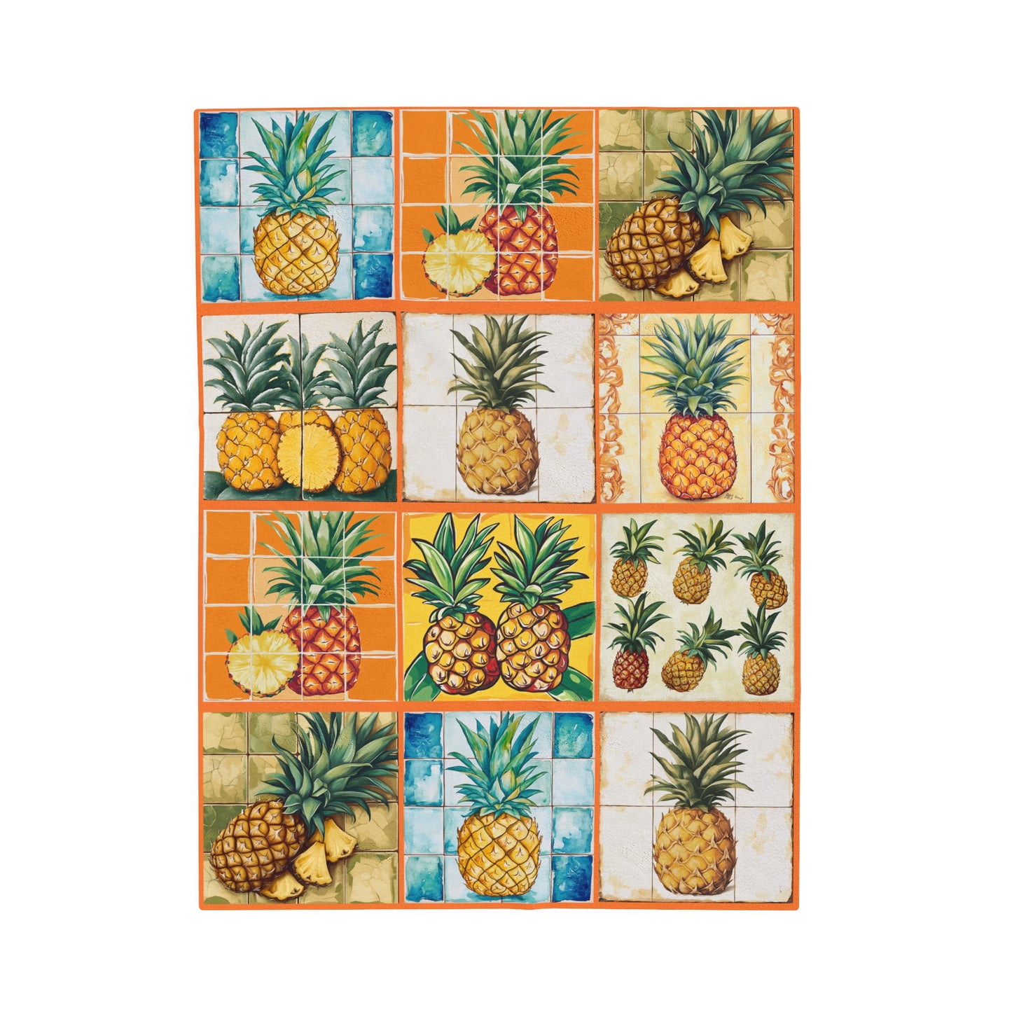 Velveteen Plush Blanket - Pineapple Themed, Cozy Throw, Fruit Decor, Tropical Home Accessories, Soft Bedding Dressing