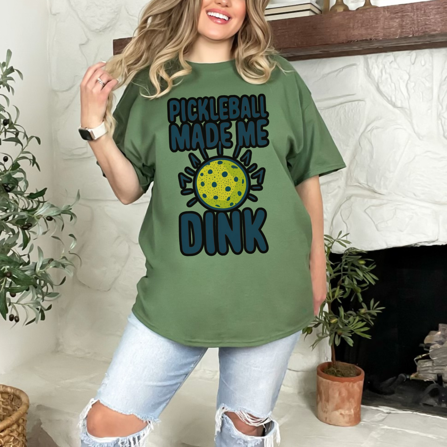 Pickleball Made Me Dink Tee with Exaggerated Pickleball Graphic, Pickleball Lover Tee, Pickleball Game Day, Pickleball ,Dink Pickleball Gift