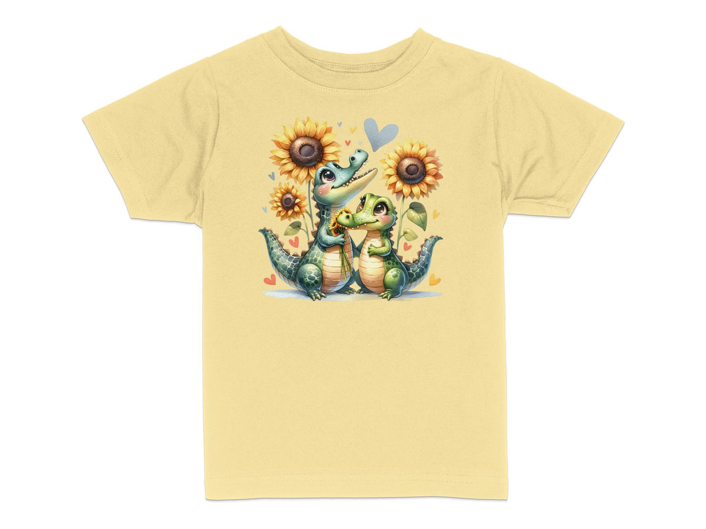 Toddler Cute Alligator Graphic Tee, Sunflower Love T-Shirt