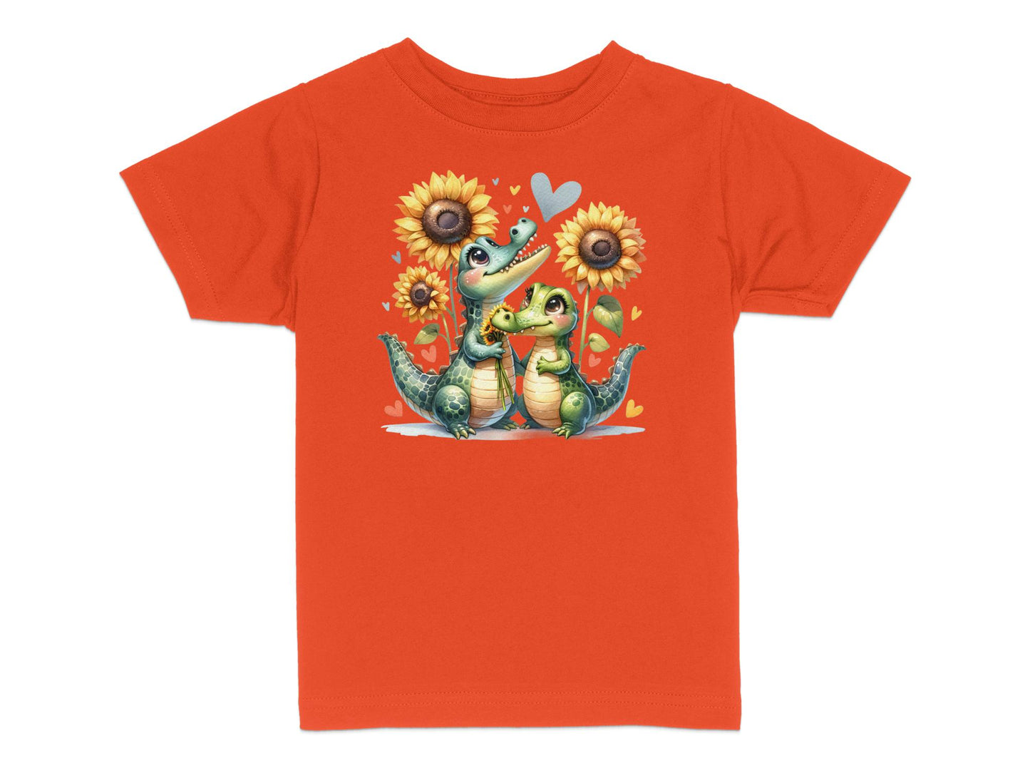 Toddler Cute Alligator Graphic Tee, Sunflower Love T-Shirt