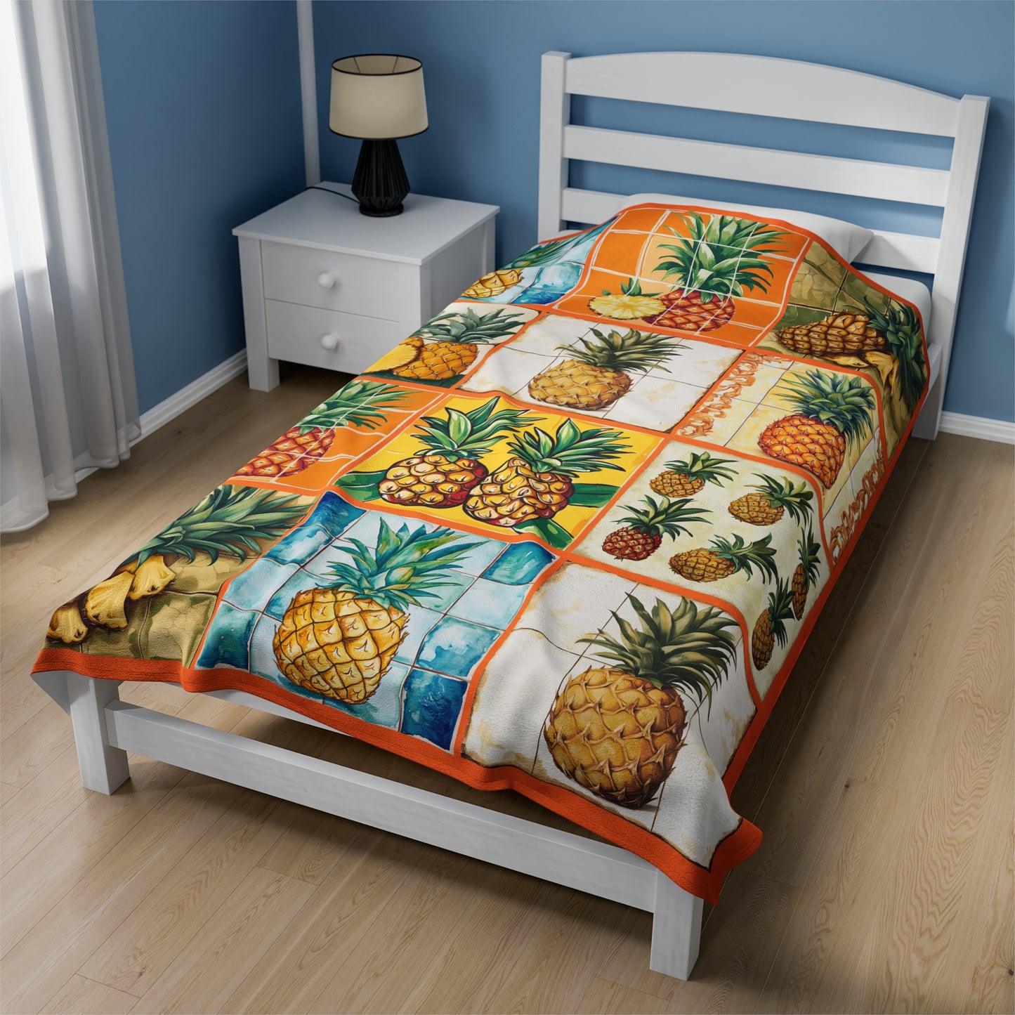 Velveteen Plush Blanket - Pineapple Themed, Cozy Throw, Fruit Decor, Tropical Home Accessories, Soft Bedding Dressing