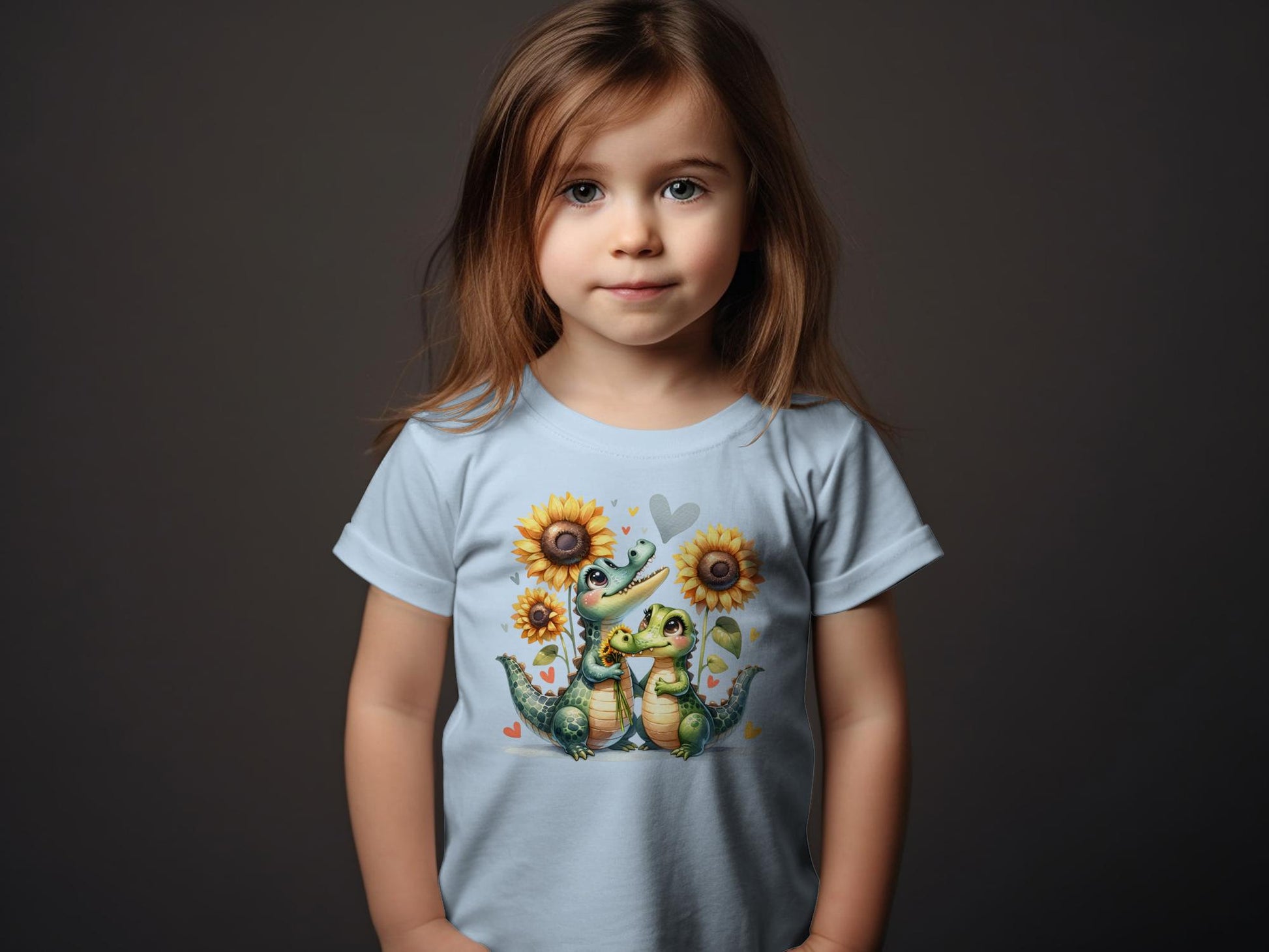 Toddler Cute Alligator Graphic Tee, Sunflower Love T-Shirt