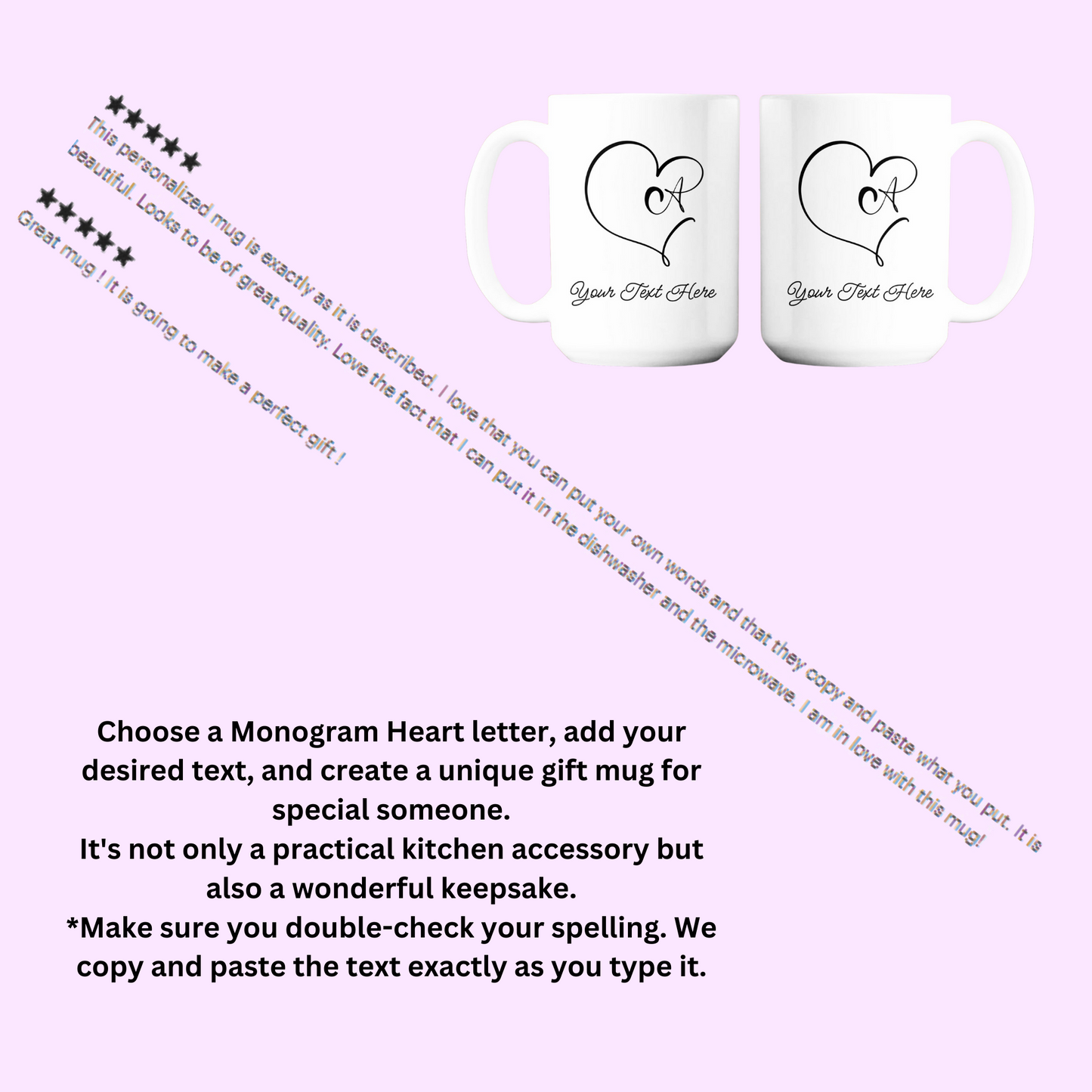 Reviews from OlivMae on Etsy for mug gifts. 