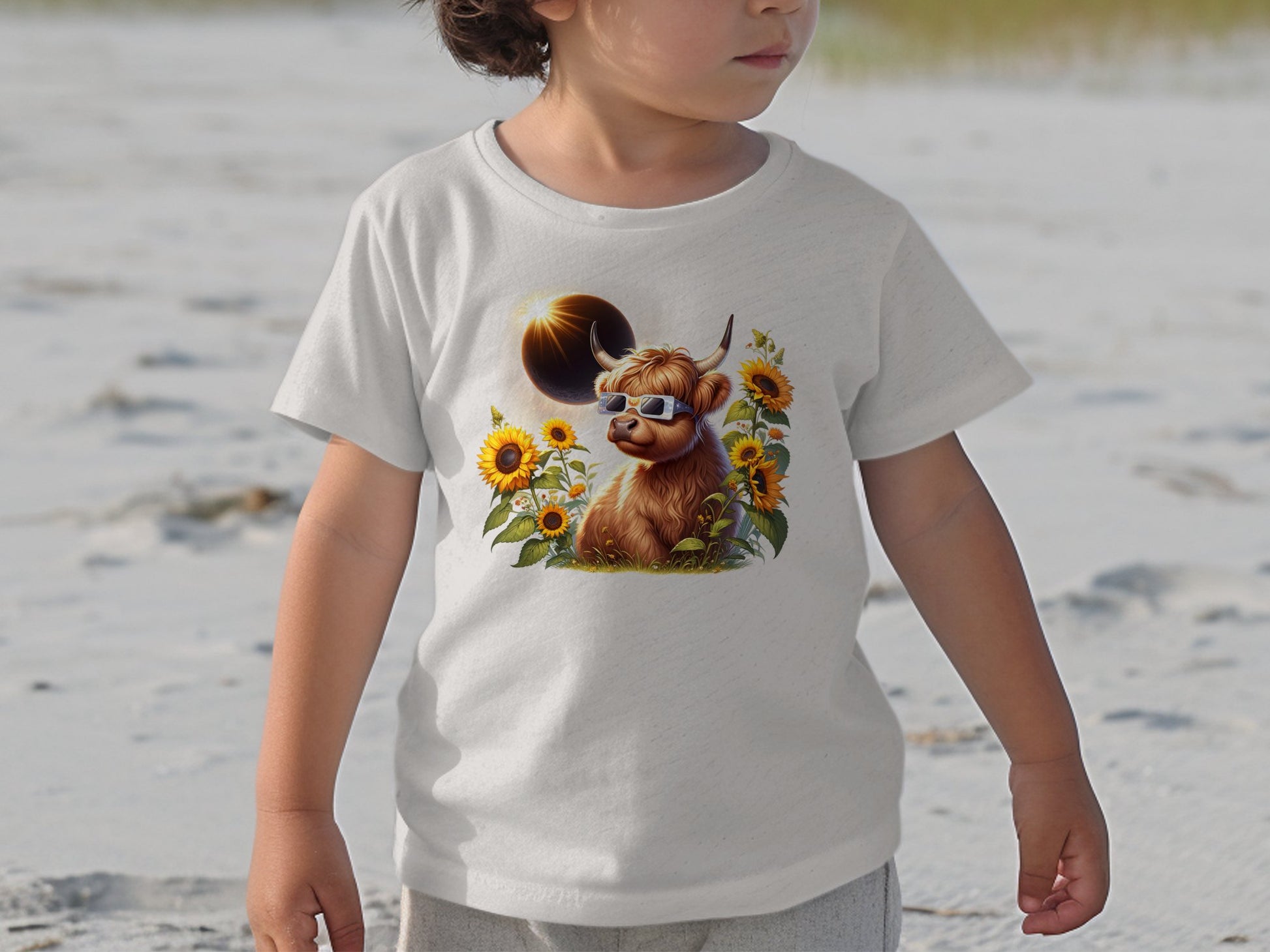 2024 Solar Eclipse Toddler Shirt, Cute Highland Cow Toddler Tee