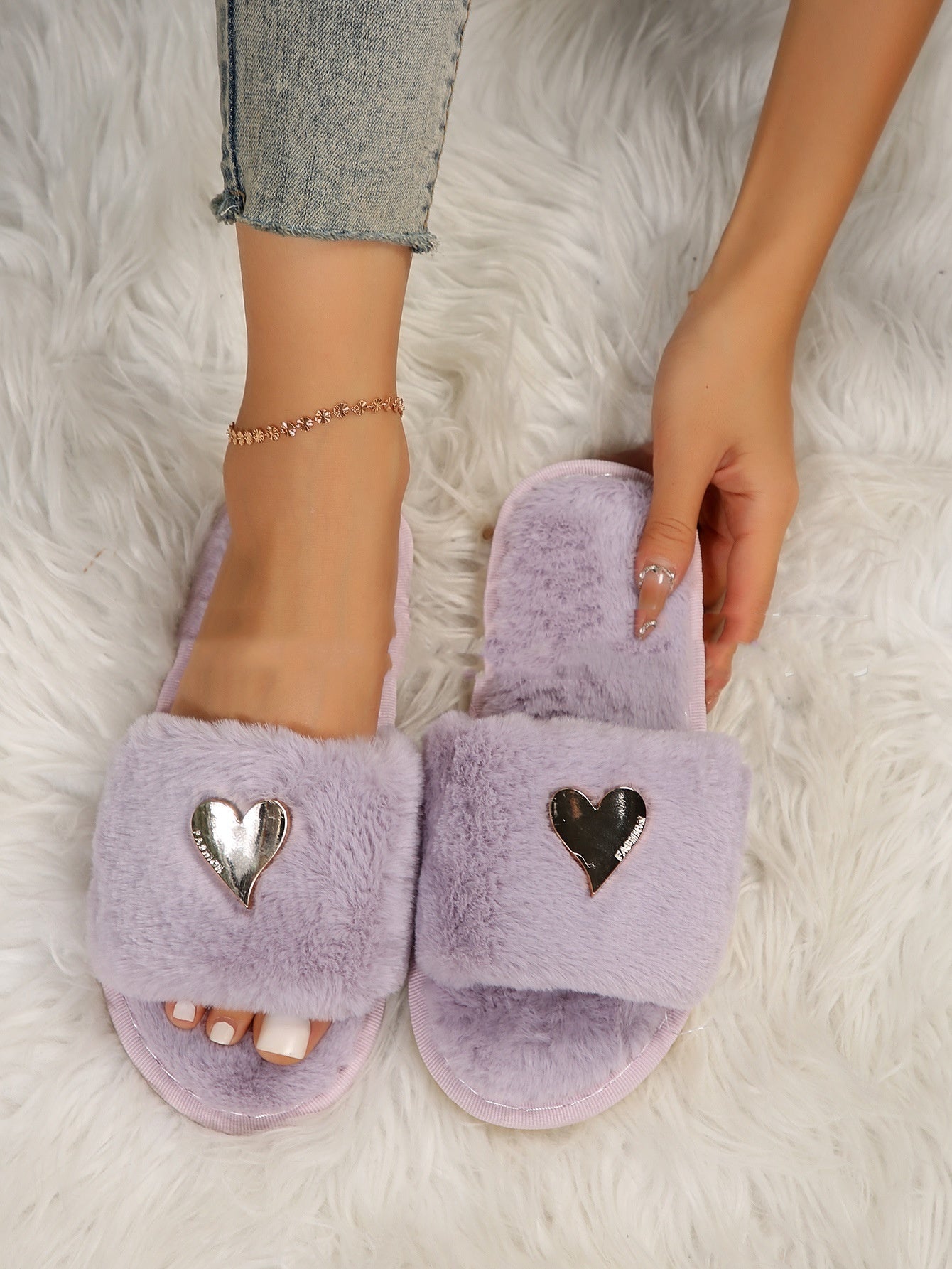 Fluffy Slipper Fall Winter Warm Home Fur Furry Slippers Women