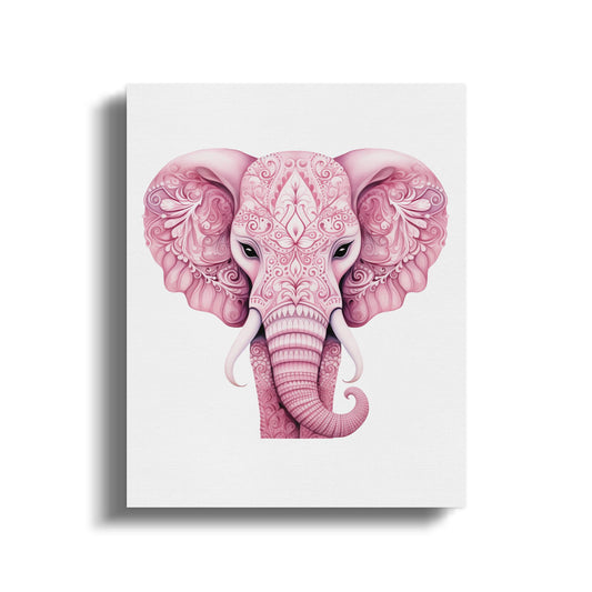 Pink Elephant Wall Art, Intricate Mandala Pattern, Bohemian Home Decor