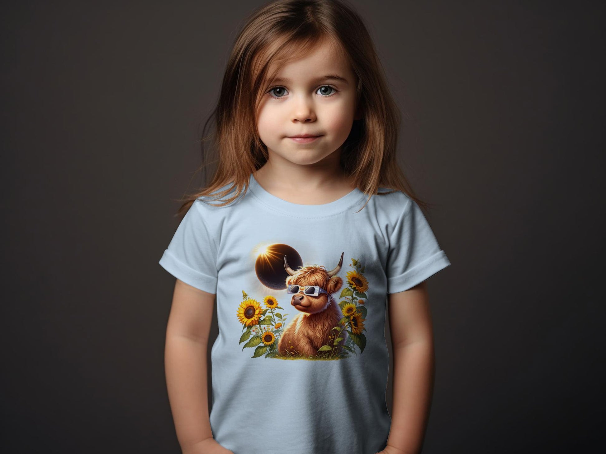 2024 Solar Eclipse Toddler Shirt, Cute Highland Cow Toddler Tee