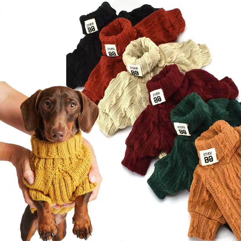 Dog Sweater Turtleneck Solid Color Dogs Clothes