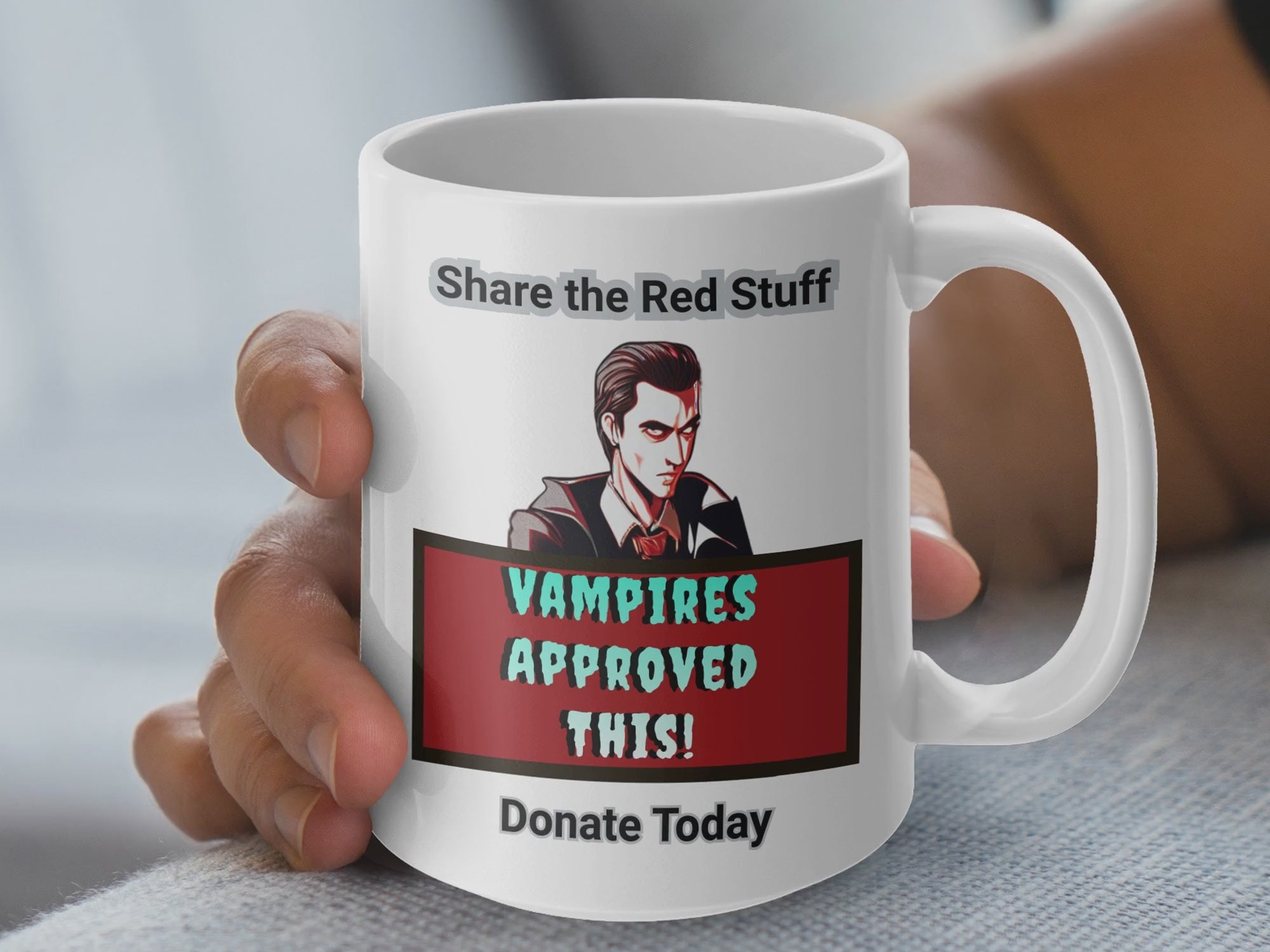 Vampires Approve Share the Red Stuff Donate Today Blood Drive mug video