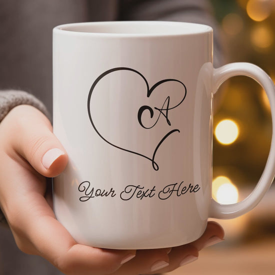 Heart monogram mug, choose letter, add custom text  video