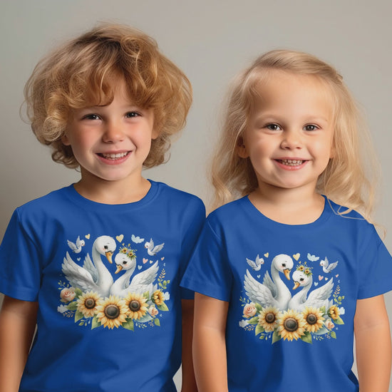 Toddler Swan Print T-Shirt with Sunflowers video