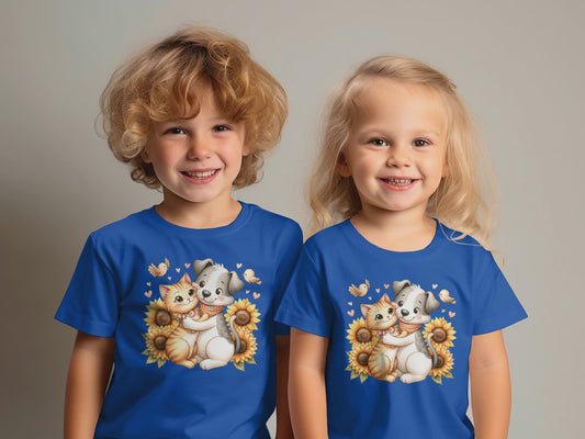 Toddler Cute Cat and Dog T-Shirt, Sunflower Tee video