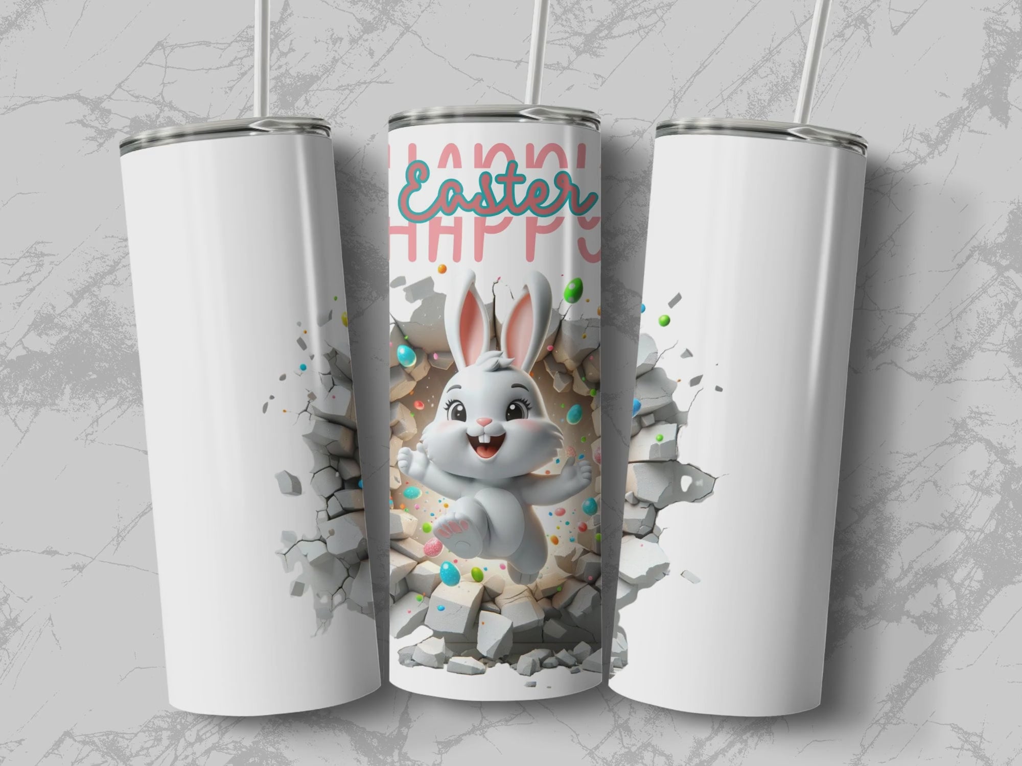 Easter Bunny Tumbler, Cute Rabbit Breakthrough Design Video